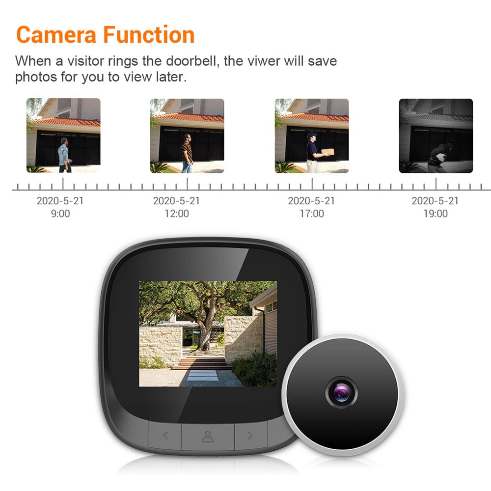 C16 2.4 inch Smart Door Viewer 90 Degree Wide Angle Rechargeable Doorbell HD Digital Door Peephole Camera-4