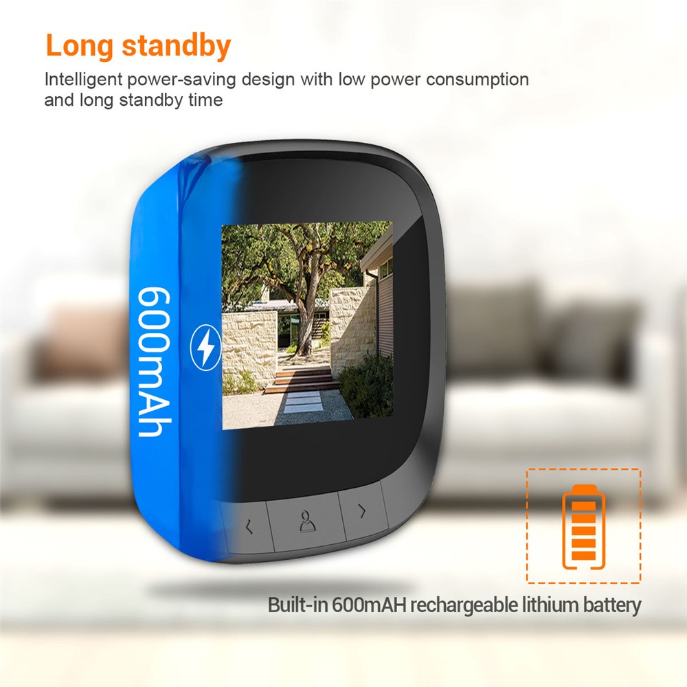 C16 2,4 Pollici Smart Door Viewer 90 Gradi Grandangolare Ricaricabile Damera Ricaricabile HD Digital Door Peephole Fotocamera