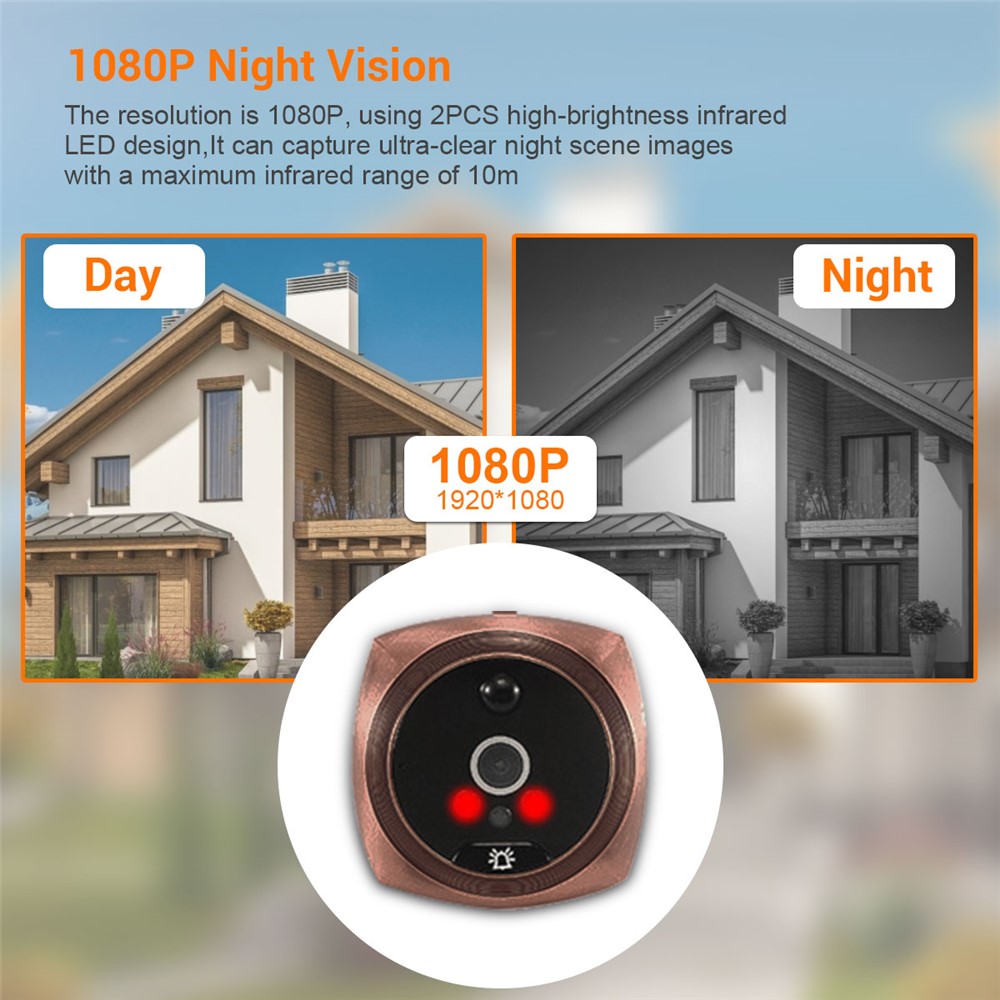 C13 1080P 4.3 inch LCD Digital Doorbell Camera 160 Degree Door Eye Doorbell Electronic Peephole Door Viewer-8