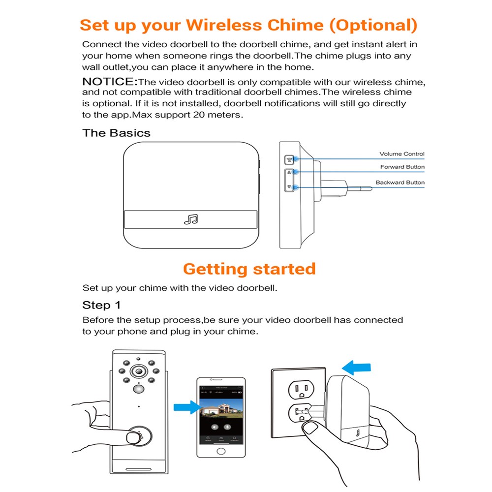 433MHz Wireless Smart Video Doorbell Chime Music Receiver Home Security Indoor Intercom Door Bell - Black EU Plug-4