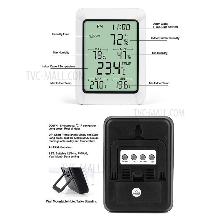 RZ RZ820 Electronic Thermo-hydrometer Precise Thermometer Temperature Humidity Meter-3