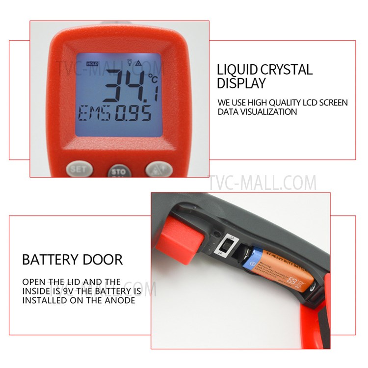 WT700 -50 to 750-degree Handheld Infrared Thermometer Non-Contact Industrial Temp Meter Digital Laser IR Temperature Tester with LCD Display-6