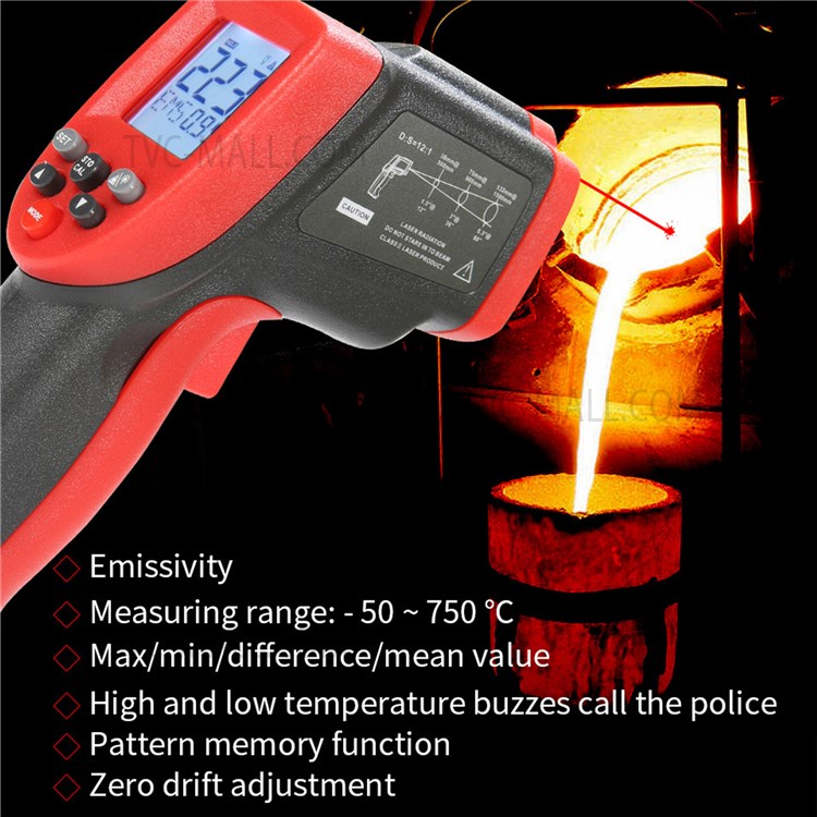 WT700 -50 to 750-degree Handheld Infrared Thermometer Non-Contact Industrial Temp Meter Digital Laser IR Temperature Tester with LCD Display-9