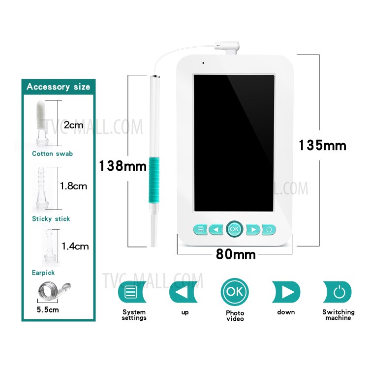 INSKAM 209 1080P 4.3 Pouces Endoscope Caméra Étanche Oreille Vidéo 3.9mm D'affichage HD-6