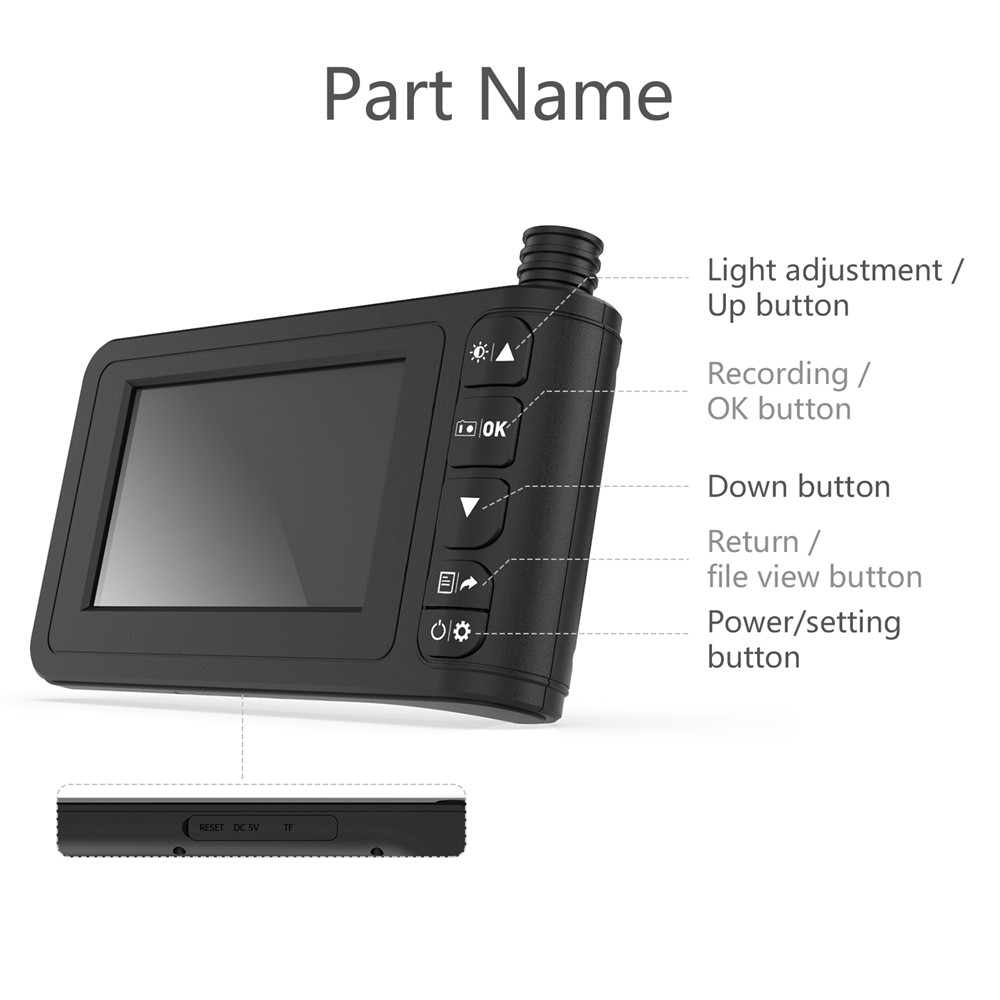 INSKAM129 8mm Inspection Camera Industrial Endoscope 4.3-inch Display Screen with 5M Semi-Rigid Cable-6