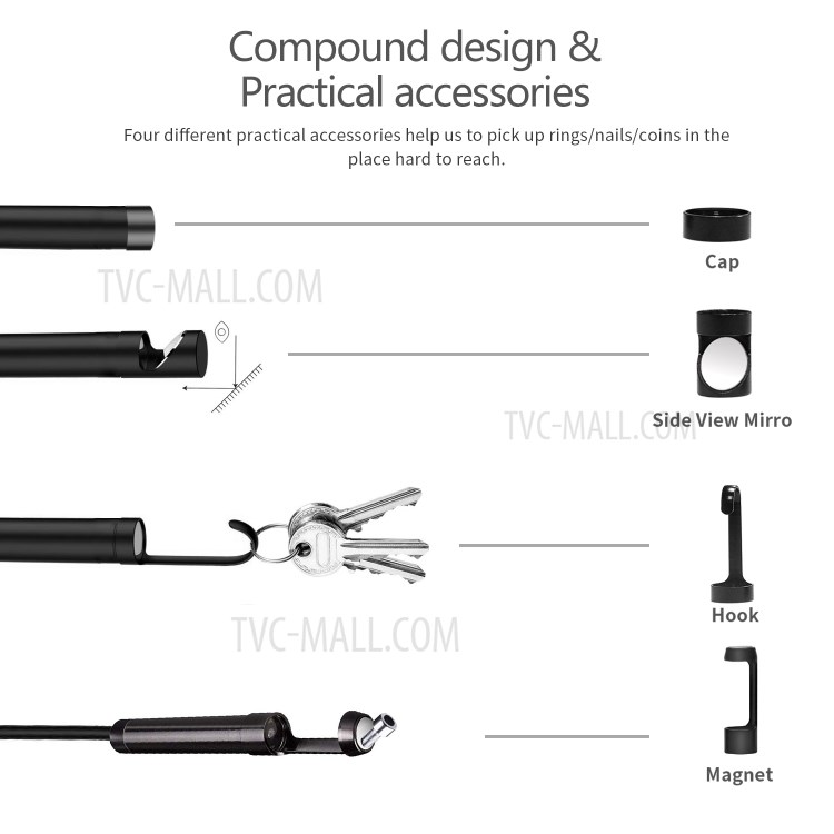 INSKAM129 8mm Inspection Camera Industrial Endoscope 4.3-inch Display Screen with 10M Semi-Rigid Cable-4