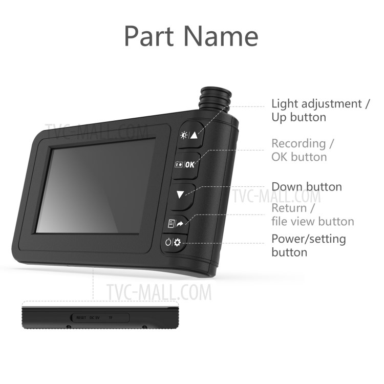 INSKAM129 8mm Inspection Camera Industrial Endoscope 4.3-inch Display Screen with 10M Semi-Rigid Cable-6
