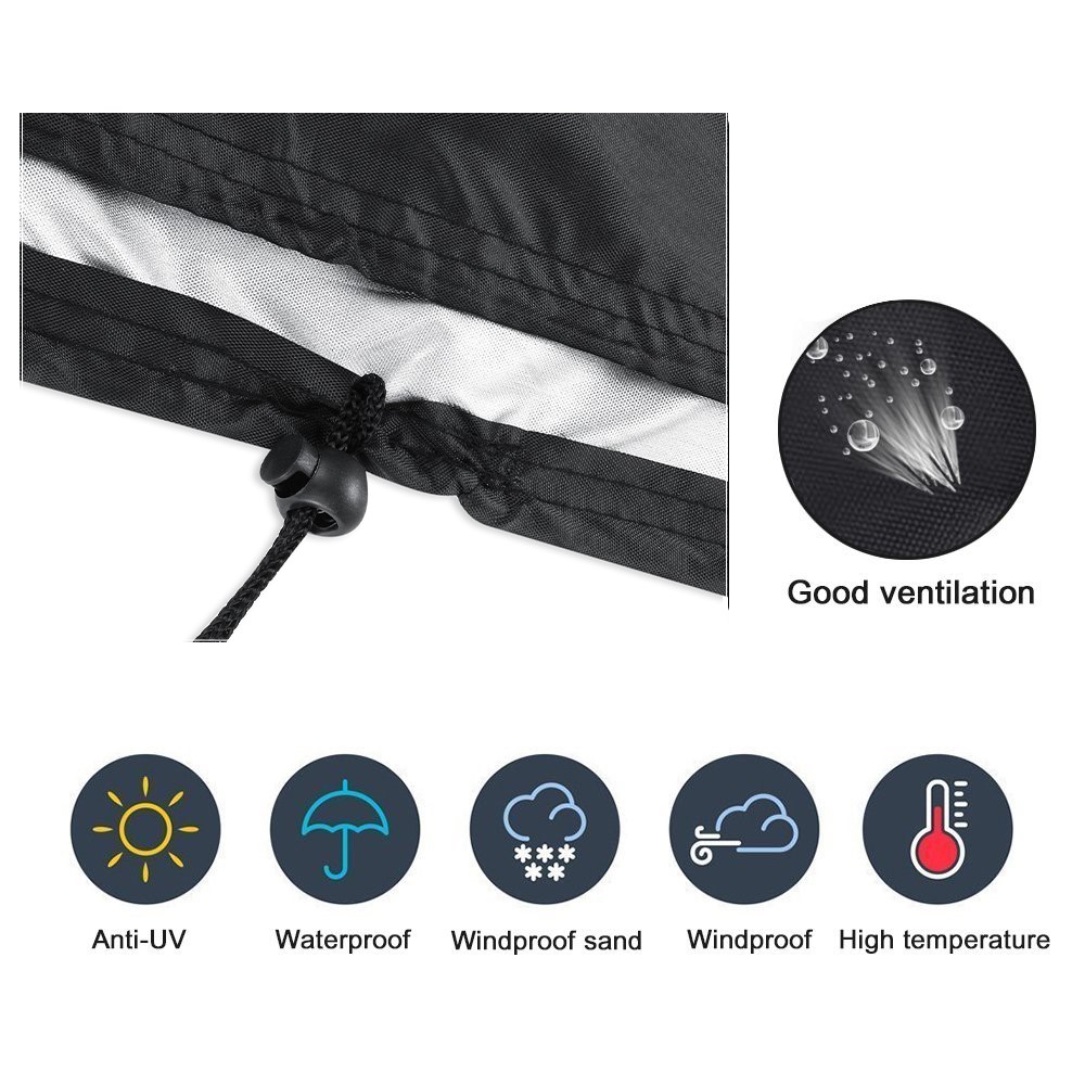 4 Seats 420D Oxford Cloth Waterproof Chair Cover Garden Park Patio Outdoor Benches Furniture Rain Snow Dust Protector Cover 190x66x89cm-3