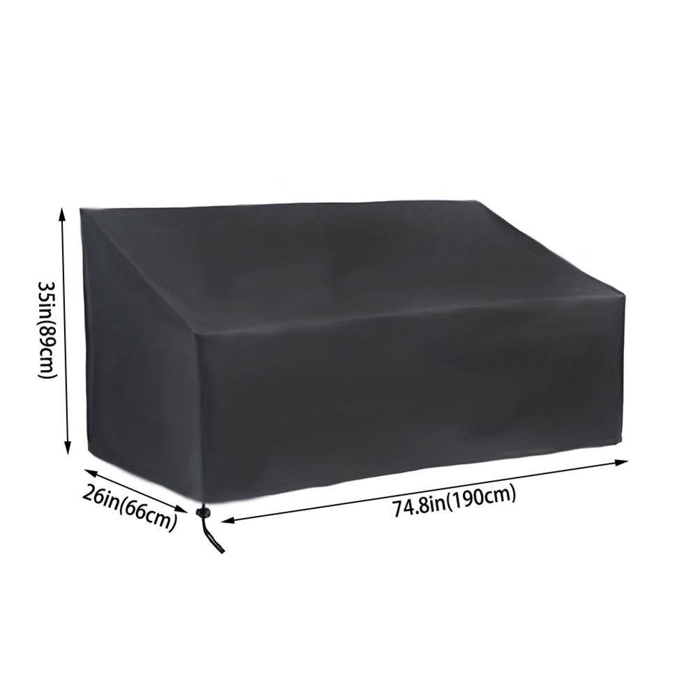 4 Seats 420D Oxford Cloth Waterproof Chair Cover Garden Park Patio Outdoor Benches Furniture Rain Snow Dust Protector Cover 190x66x89cm-4