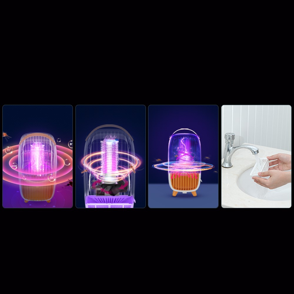 WT-M2 UV Light Mosquito Trap Lamp Retro Bedside Bedroom Photocatalyst Electric Shock Mosquito Killer - Yellow-10