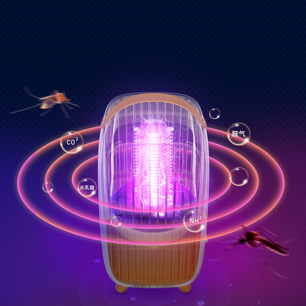 WT-M2 UV Light Mosquito Trap Lamp Retro Bedside Bedroom Photocatalyst Electric Shock Mosquito Killer - Yellow-3