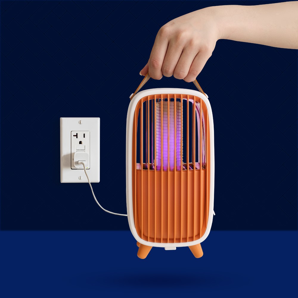 WT-M2 UV Light Mosquito Trap Lamp Retro Bedside Bedroom Photocatalyst Electric Shock Mosquito Killer - Yellow-5