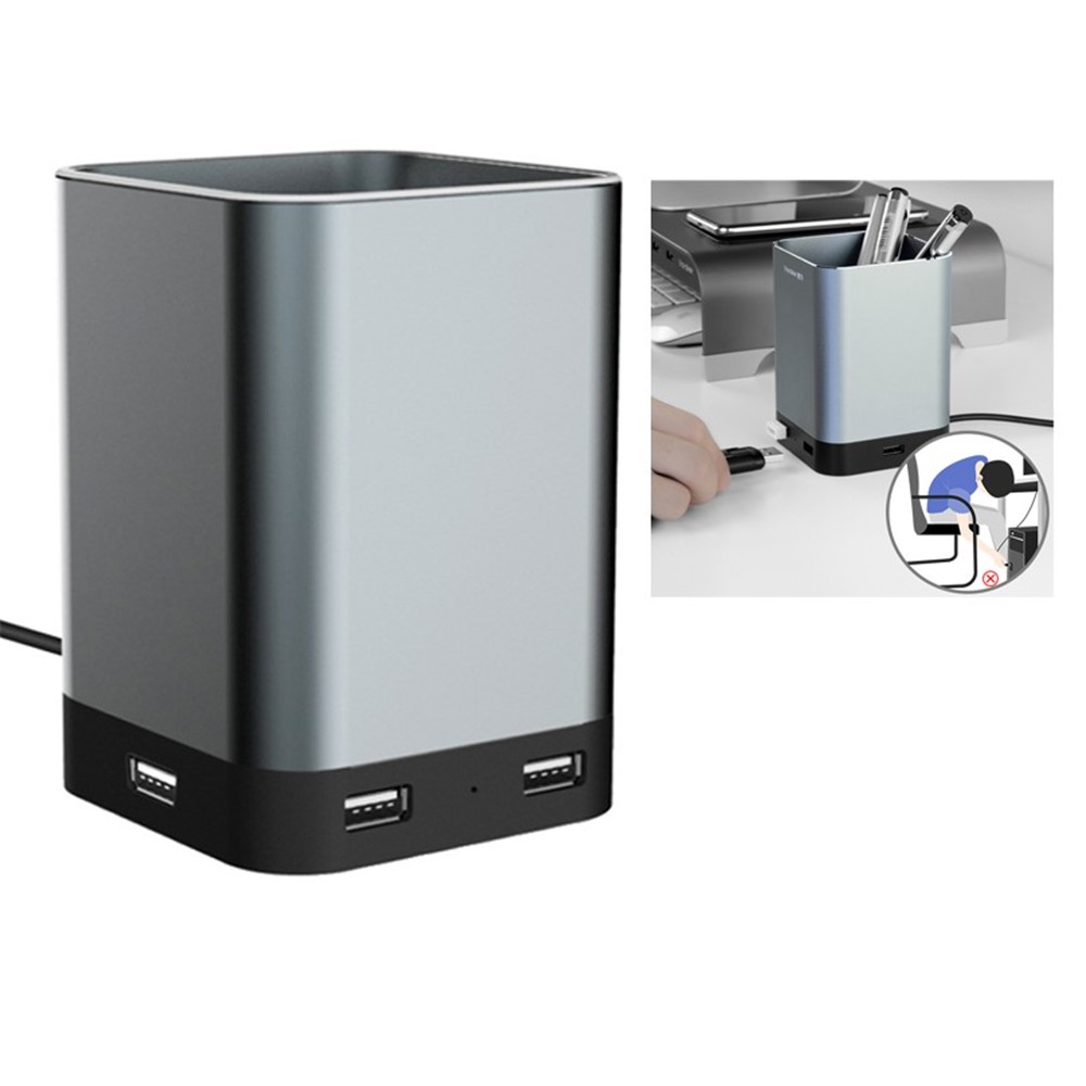 VAYDEER USB Hub Aluminum Pen Pencil Holder Desktop USB Pen Storage Organizer for Desk Office Home-1