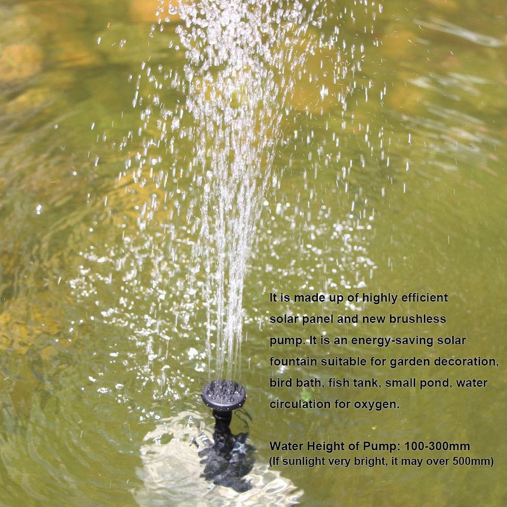1.2W Square Solar Fountain Water Pump Kit for Bird Bath Outdoor Pond Garden Yard Fish Tank Water Feature Solar Powered Fountain Pump with 6 Spray Nozzles-6