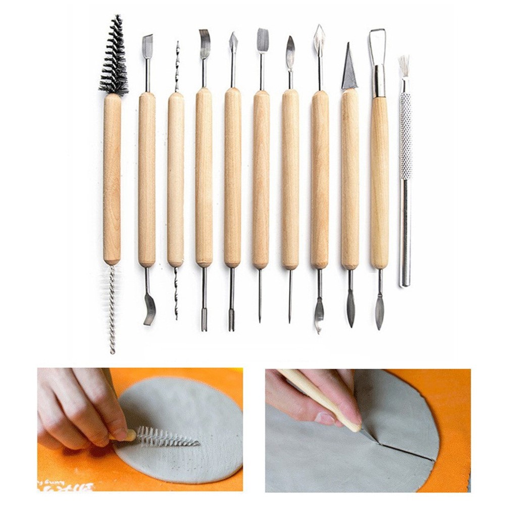 20220245 45PCS DIY Pottery Tools Set Stone Plastic Clay Pill Stick Silicone Pen Painting Brush Pottery Carving Knife-5