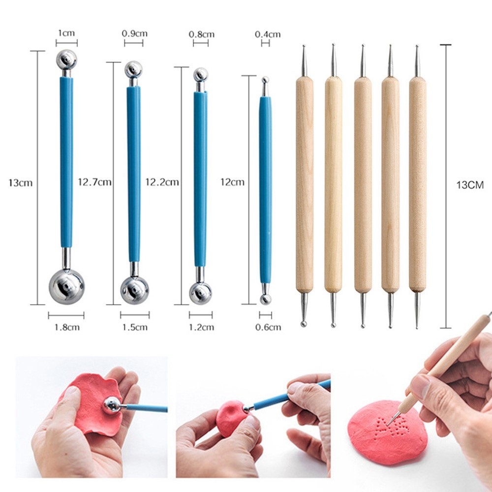 20220245 45PCS DIY Pottery Tools Set Stone Plastic Clay Pill Stick Silicone Pen Painting Brush Pottery Carving Knife-6