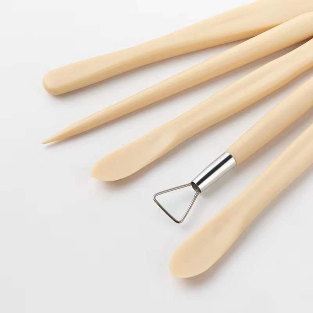 22061305 5PCS Plastic+Metal Pottery Tools Set Stone Plastic Clay Carving Knives Toys DIY Tools-3
