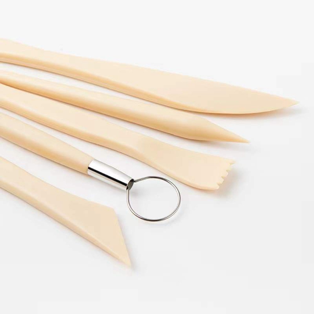 22061305 5PCS Plastic+Metal Pottery Tools Set Stone Plastic Clay Carving Knives Toys DIY Tools-4