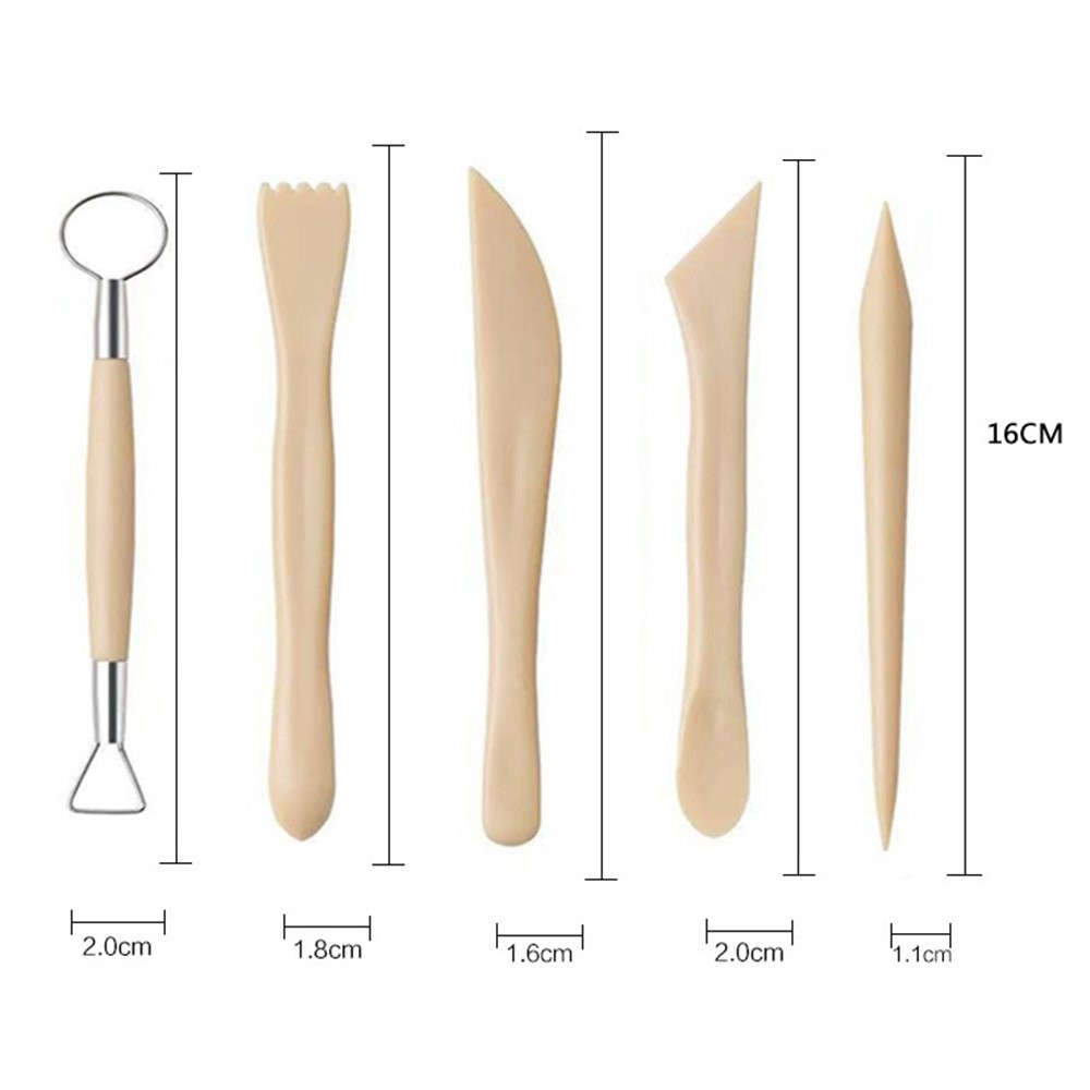 22061305 5PCS Plastic+Metal Pottery Tools Set Stone Plastic Clay Carving Knives Toys DIY Tools-5