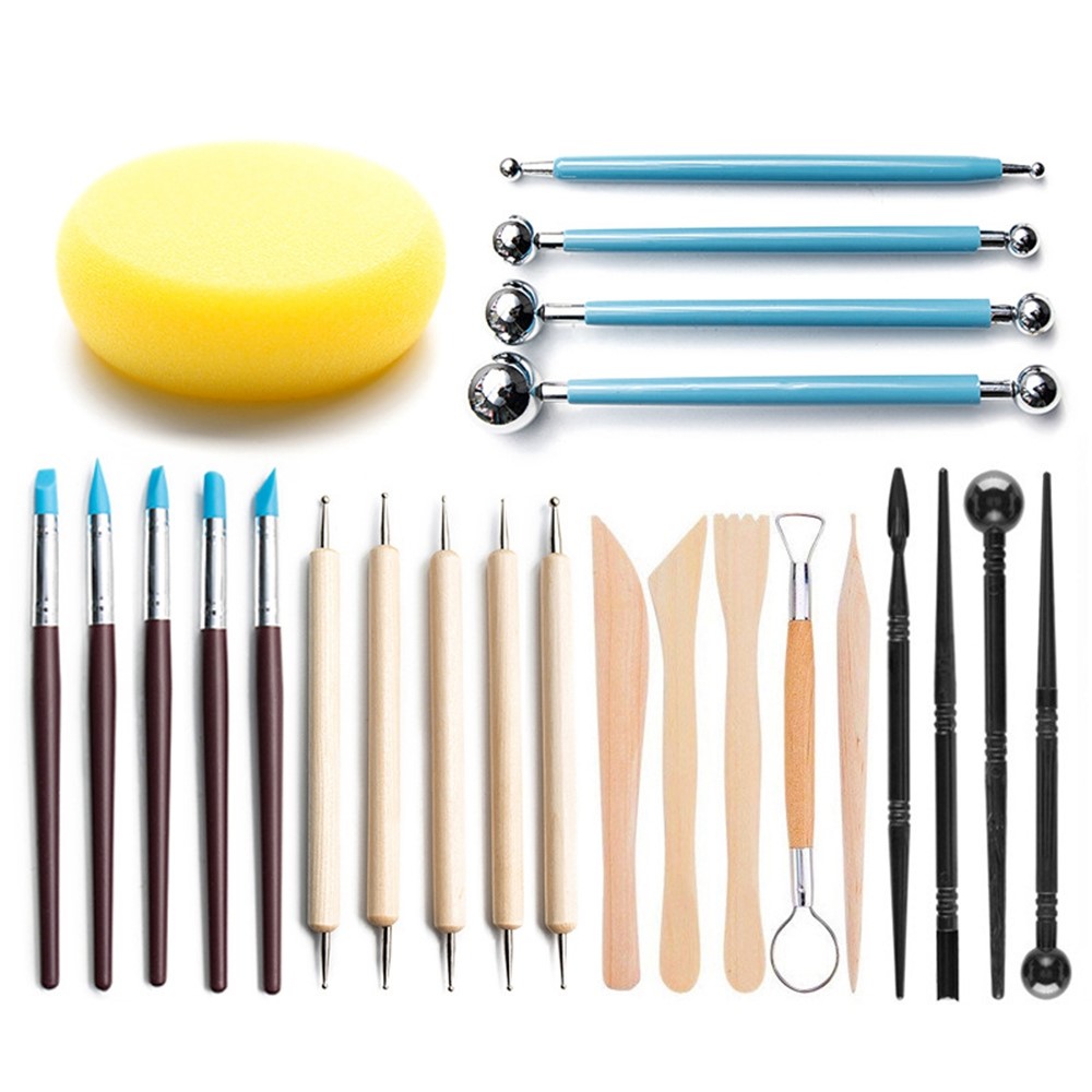 21031324 24PCS Pottery Tools Set Stone Plastic Clay Carving Knives Toys DIY Tools Dotting Pen-1