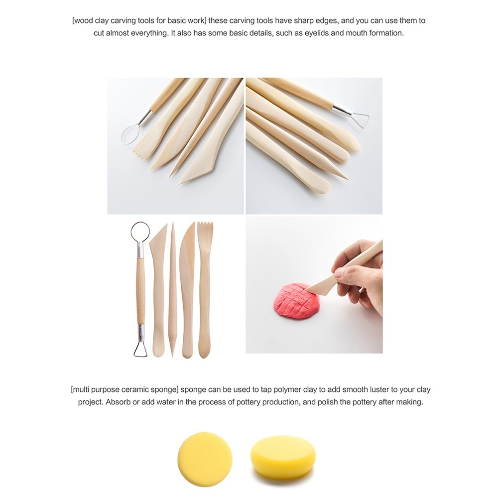 21031324 24PCS Pottery Tools Set Stone Plastic Clay Carving Knives Toys DIY Tools Dotting Pen-8