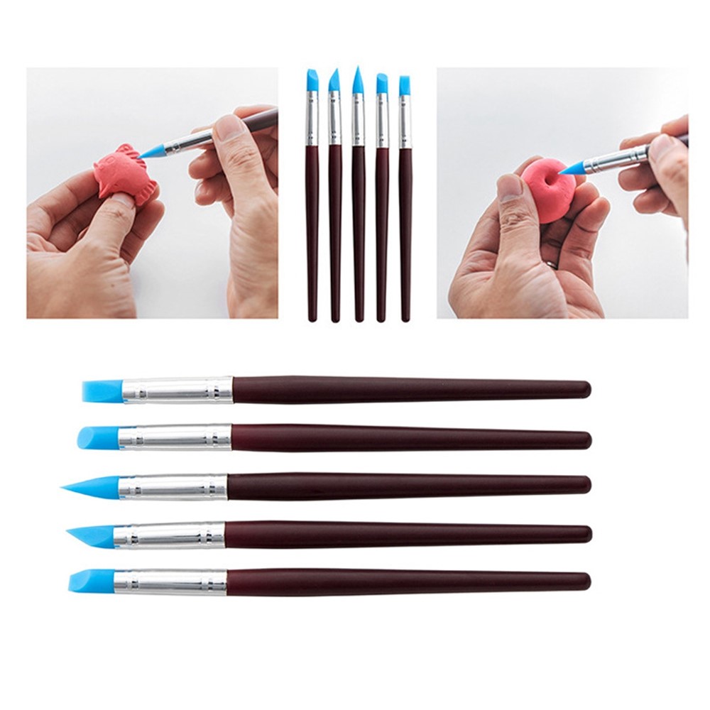 21120628 28PCS DIY Pottery Tools Kit Pottery Carving Knife Set Plastic Clay Pill Stick Silicone Oil Painting Brush-5