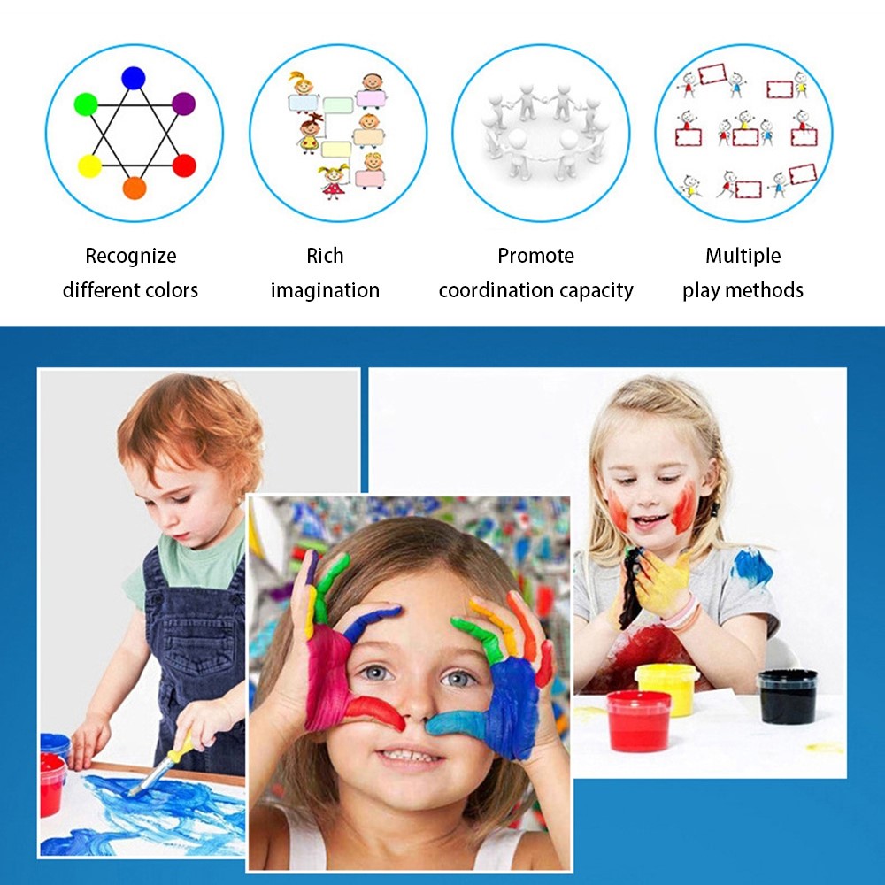 5Pcs Wooden Handle Round Sponge Head Paint Brush Kids DIY Art Crafts Educational Painting Tool-4