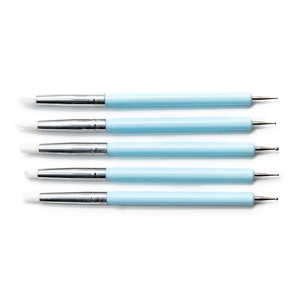20011805 5Pcs Acrylic Handle Double Head Ball Styluses Dotting Tool Silicone Color Shaper Brushes Pen for Polymer Clay Pottery Modeling Sculpture Nail Art-3