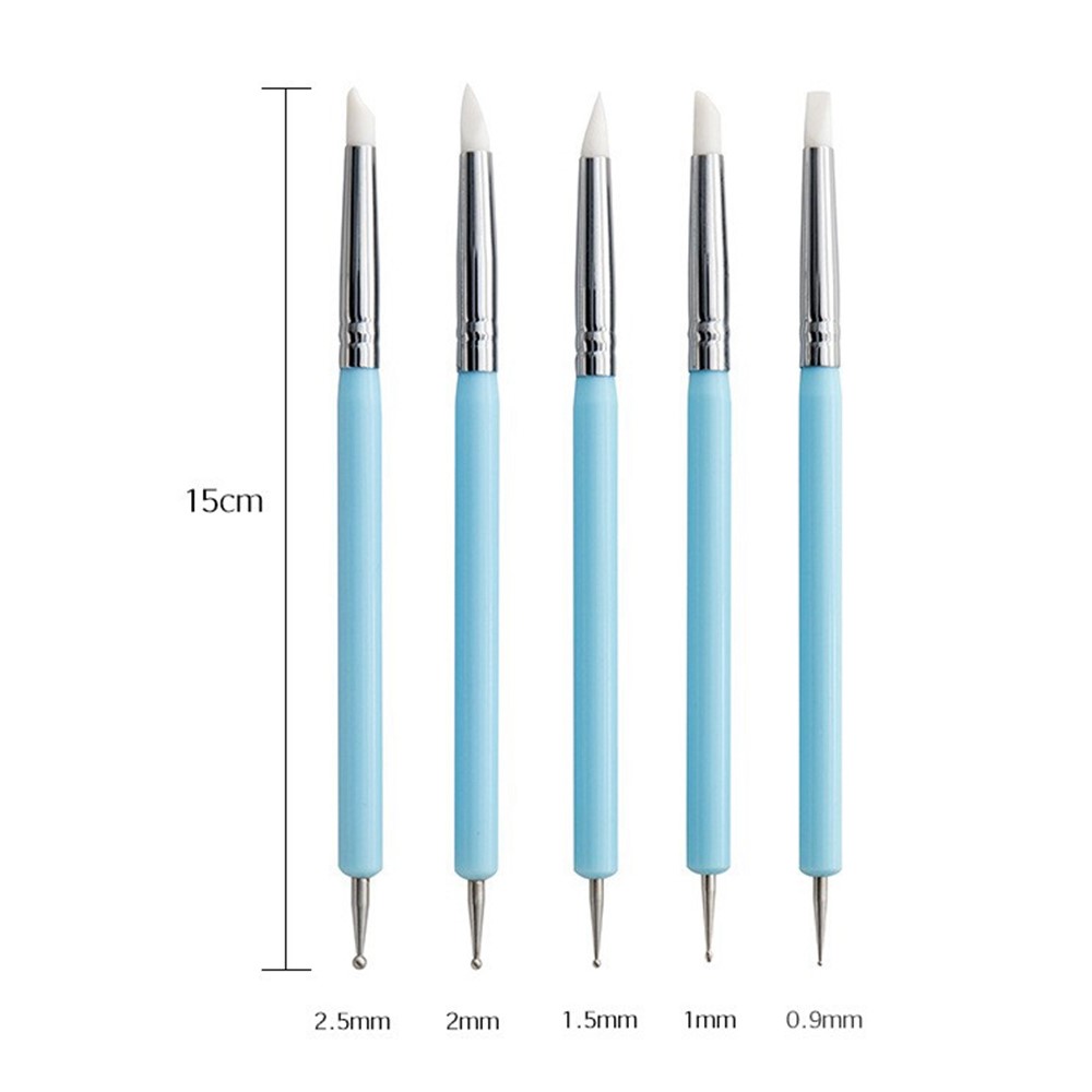 20011805 5Pcs Acrylic Handle Double Head Ball Styluses Dotting Tool Silicone Color Shaper Brushes Pen for Polymer Clay Pottery Modeling Sculpture Nail Art-7