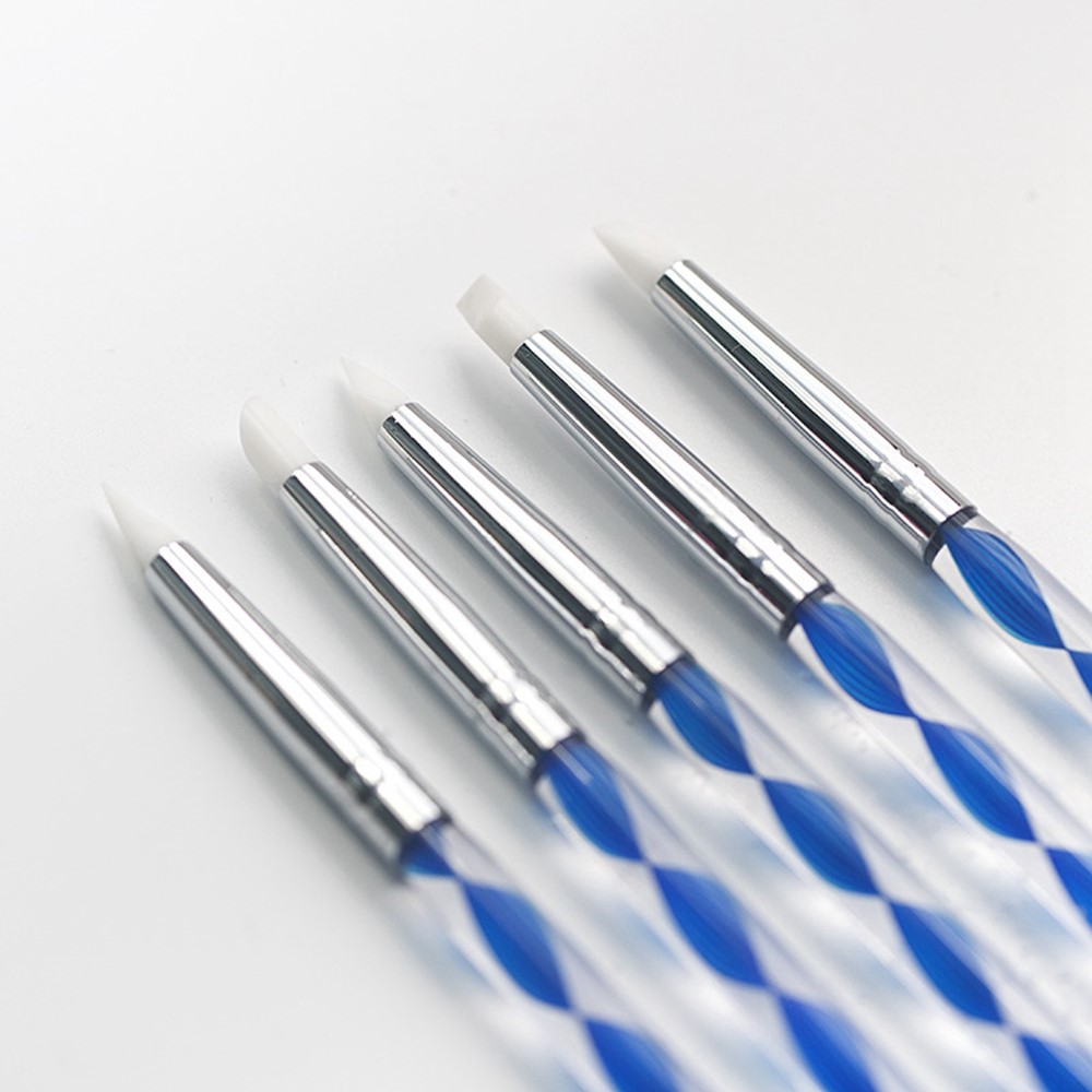 2138015 5Pcs Spiral Design 2 Way Ball Styluses Dotting Tool Silicone Color Shaper Brushes Pen for Polymer Clay Pottery Modeling Sculpture Nail Art - Blue-3