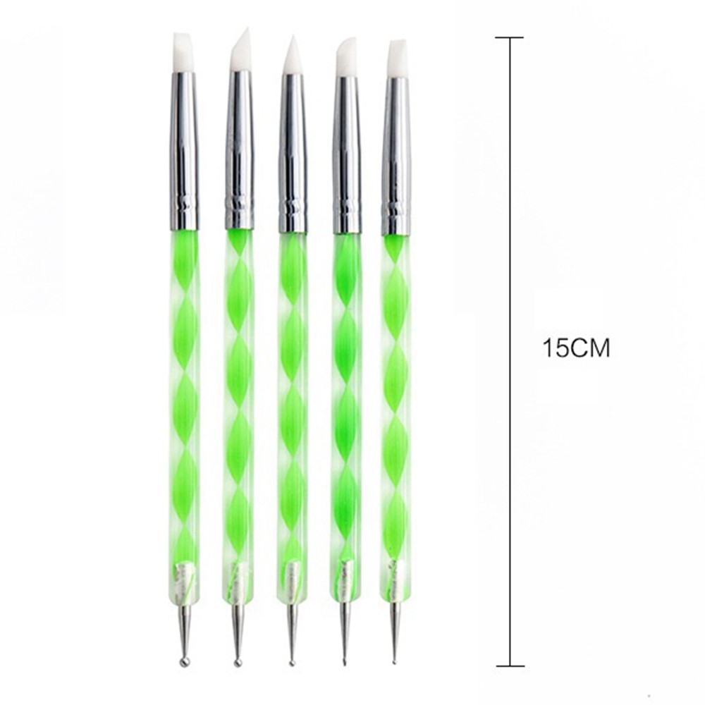 2138015 5Pcs Spiral Design 2 Way Ball Styluses Dotting Tool Silicone Color Shaper Brushes Pen for Polymer Clay Pottery Modeling Sculpture Nail Art - Blue-6