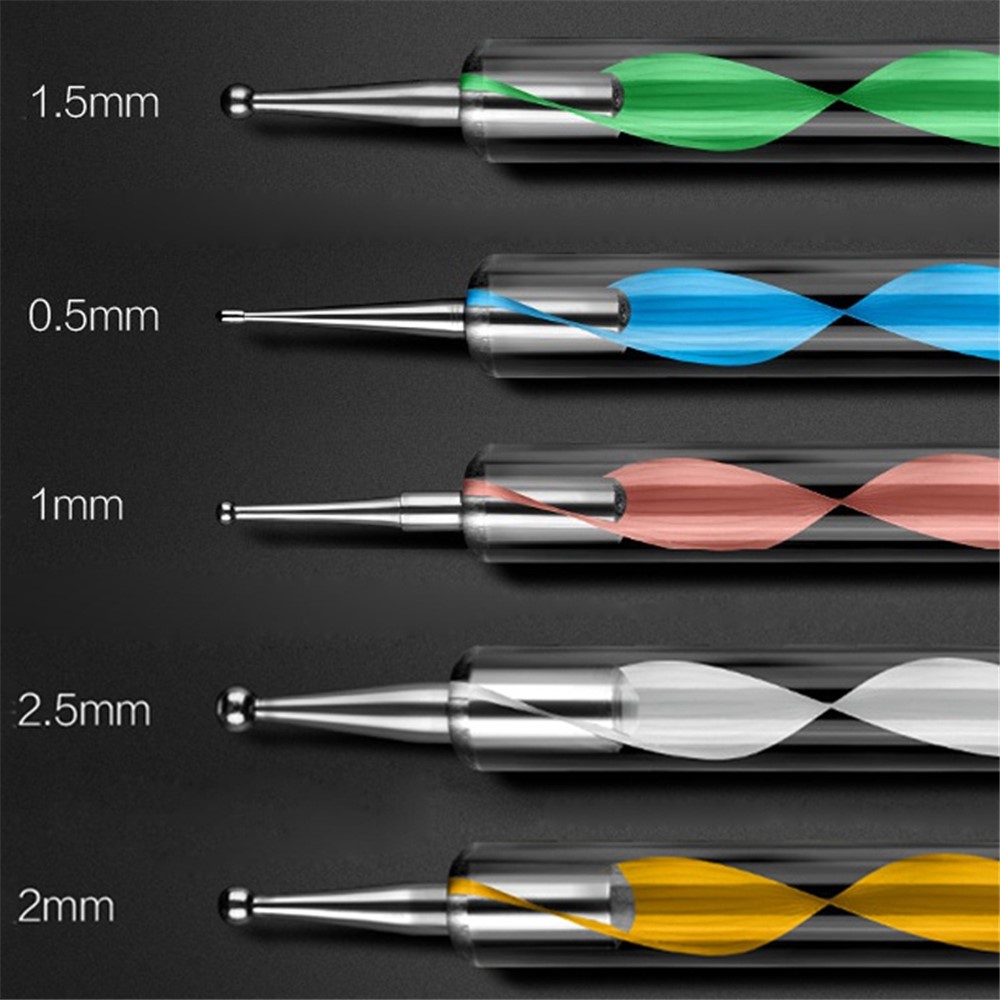 2103105 5Pcs Double Ended Dotting Pen Nail Art Tip Dot Manicure Tool Set-3