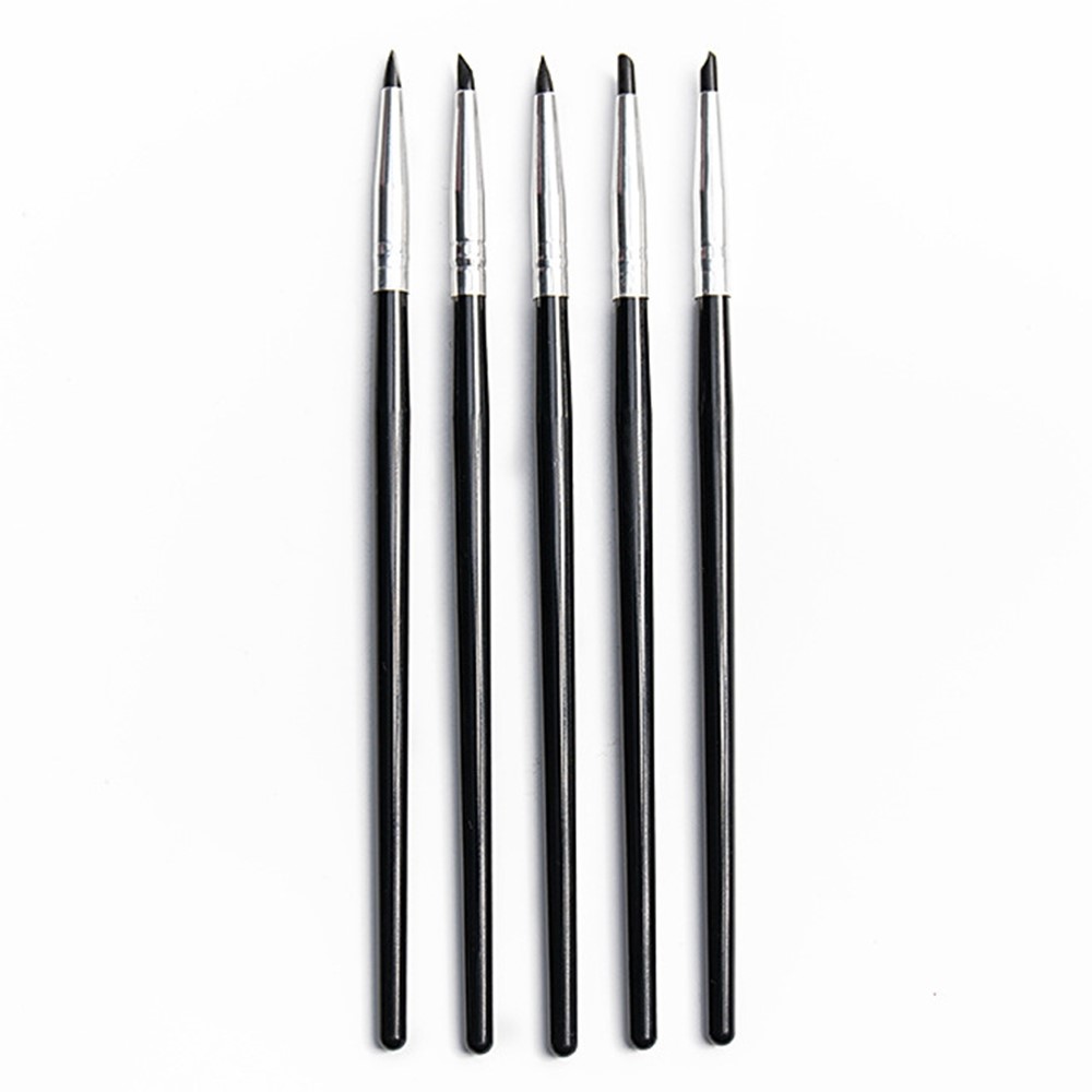 20111805 5Pcs Professional Clay Sculpting Tool Silicone Tip Paint Pens Brushes with Wooden Handle and Metal Casing for Shaping Modeling-2