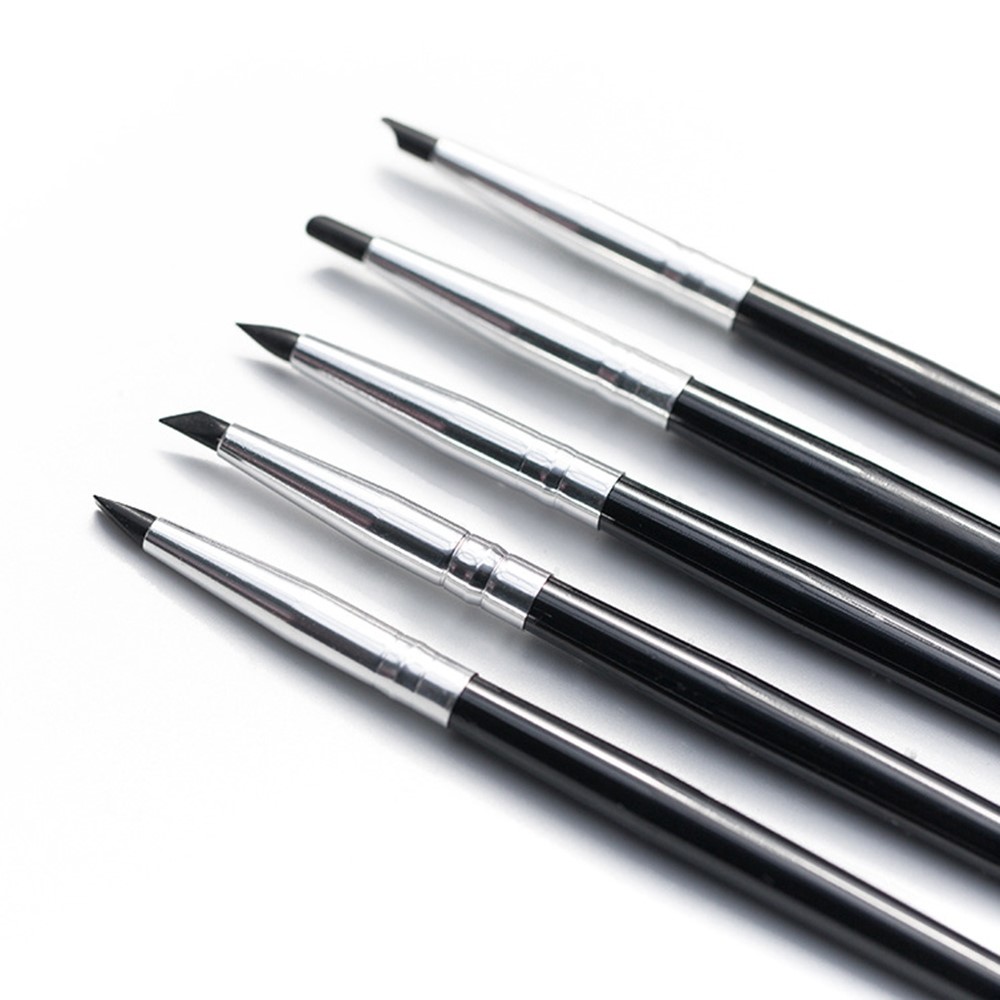 20111805 5Pcs Professional Clay Sculpting Tool Silicone Tip Paint Pens Brushes with Wooden Handle and Metal Casing for Shaping Modeling-3