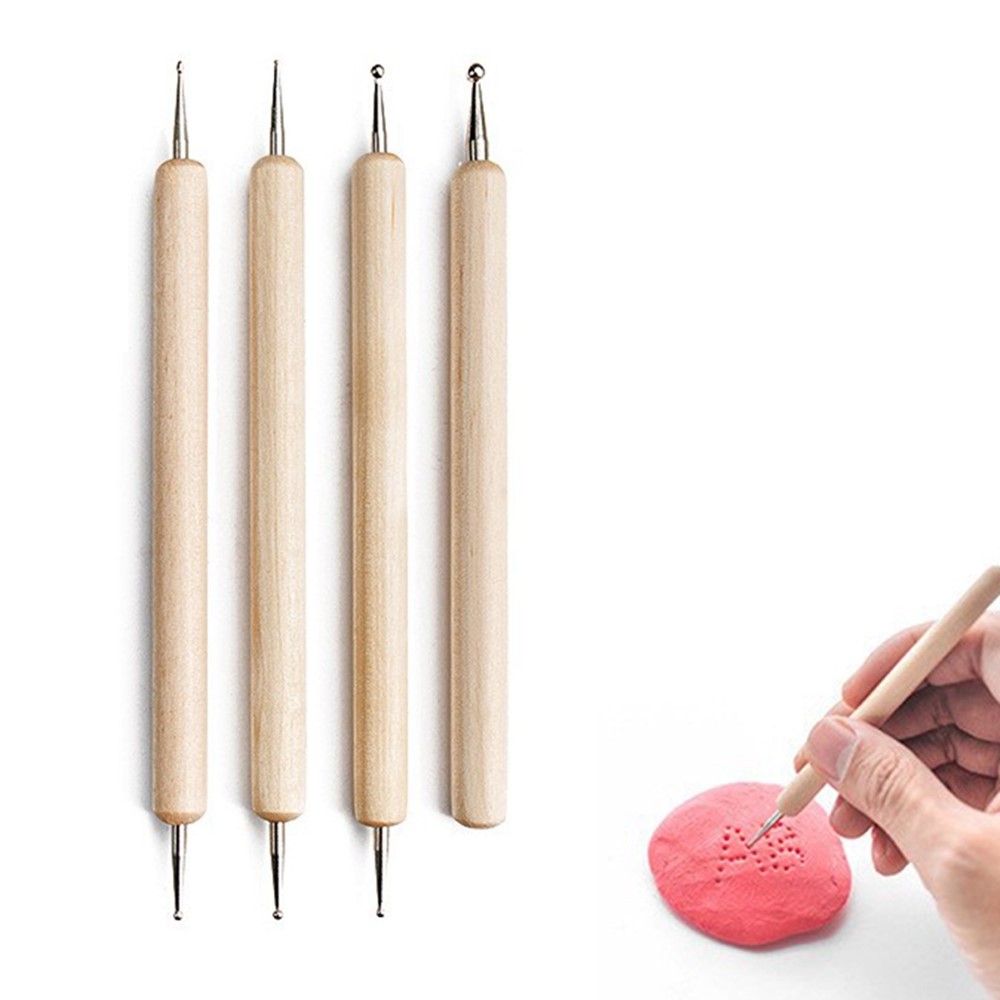 2112905 4Pcs for Embossing Pattern Clay Sculpting Wax Polymer Dotting Tool Ball Styluses Tool Set-1