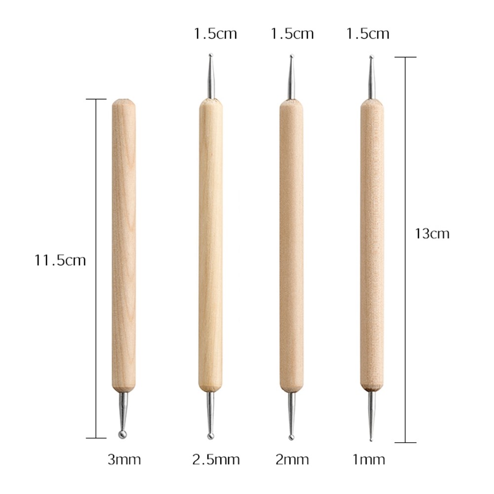 2112905 4Pcs for Embossing Pattern Clay Sculpting Wax Polymer Dotting Tool Ball Styluses Tool Set-6