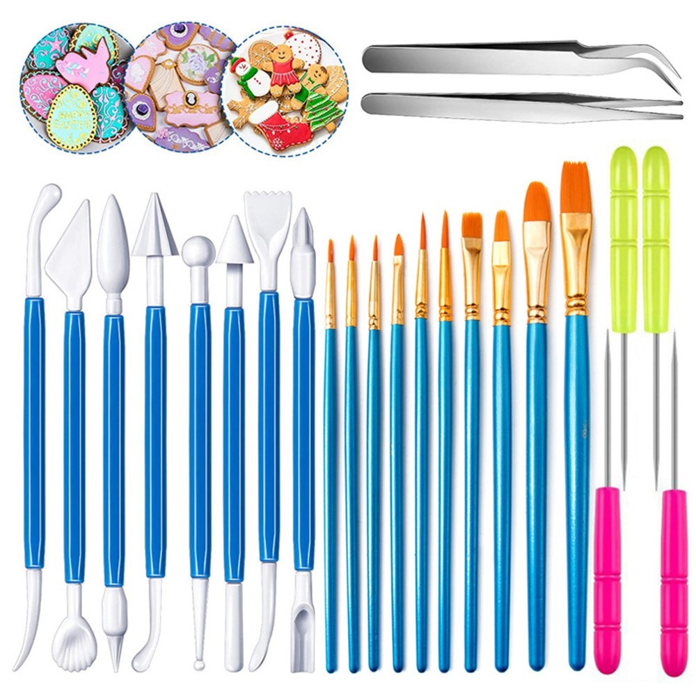 2106724 24PCS Pottery Tool Set DIY Brush Paintbrush Tweezers Clay Carving Knife-1