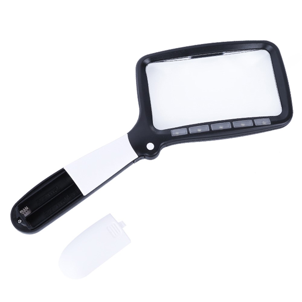 10863 2X Handheld Foldable Reading Magnifying Glass Rectangle Magnifier Loupe with LED Light-10