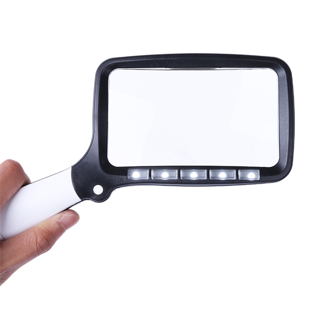 10863 2X Handheld Foldable Reading Magnifying Glass Rectangle Magnifier Loupe with LED Light-8