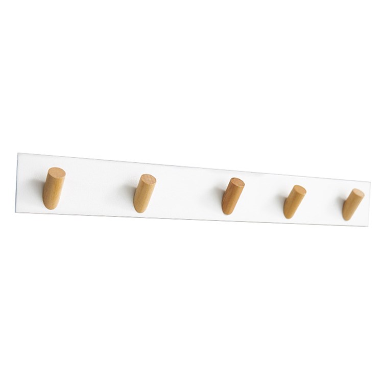 For Kitchen Bathroom 5 Hooks Punch Free Lengthened Clothes Hanger Wall Mounted Keys Coat Hook (with Nail-free Glue and Tape) - White-1