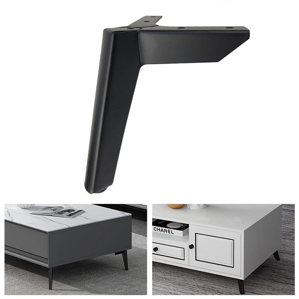 LH-FJ0039 8cm Thickened Furniture Legs Metal Sofa Support for Bed Dresser Chair Cabinet TV Bench Feet - Matt Black-1