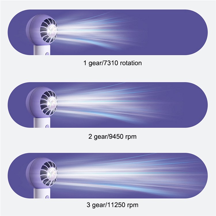 MF062 Lindo Ventilador de Bolsillo Mini Ventilador de Enfriamiento 3 Engranajes Ventilador Portátil de Verano de Verano - Púrpura
