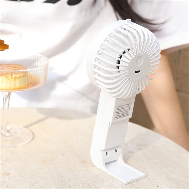 F58 Summer Cooling Mini Handheld Fean 3 Speeds Desk Desk Fan с 90 -градусным Складным Подставкой - Бежевый-9