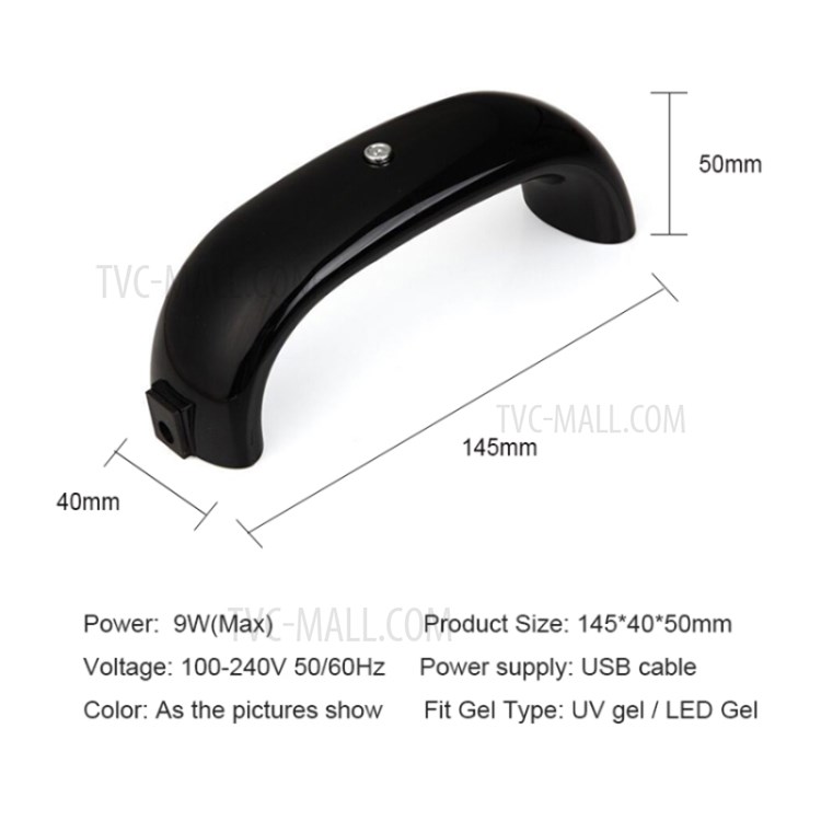 9W Mini Dual Light Sources LED UV Lamp UV Gel Polish Dryer Nail Machine - Black-5