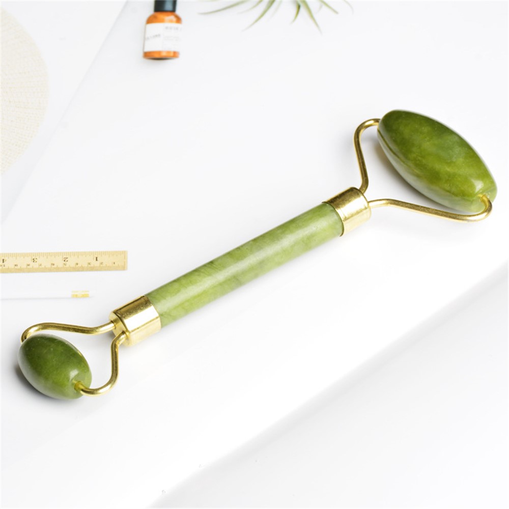 Jade Stone Facial Massage Roller for Face Neck Natural Massager Beauty Slimming Tools - Green-3