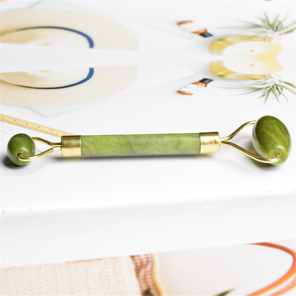 Jade Stone Facial Massage Roller for Face Neck Natural Massager Beauty Slimming Tools - Green-5