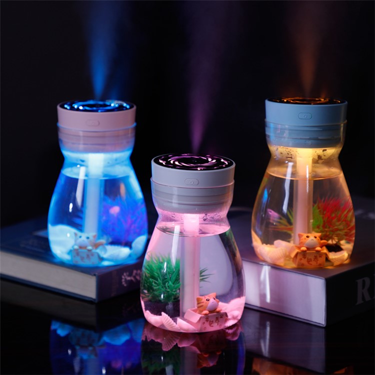 380 ml de Humidificador Decorado Transparente Purificador de Aire Portátil Con Luz Colorida Para Atomizador de la Oficina de Automóviles Mini Mist Fog Difuser (sin CE) - Azul / Enchufe de la ue-4