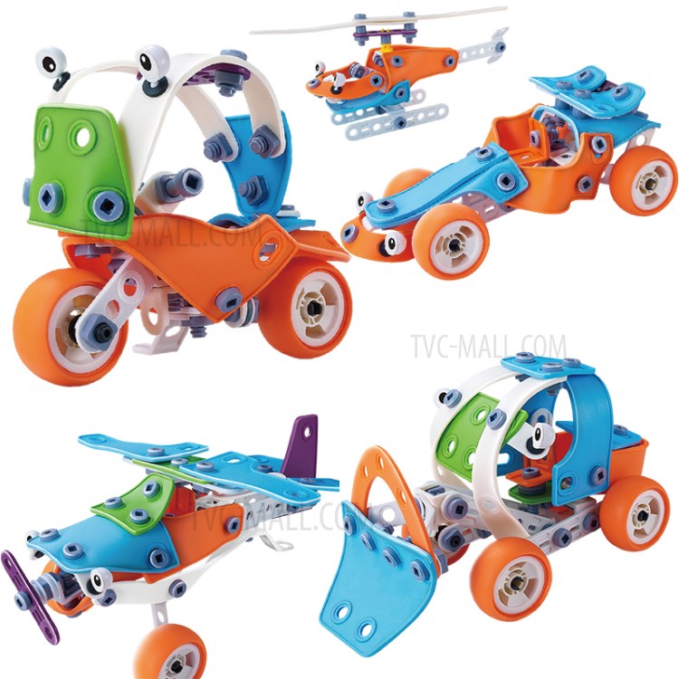 132PCS Children's DIY Engineering Vehicle Building Blocks Kit Children's Educational Toy-3