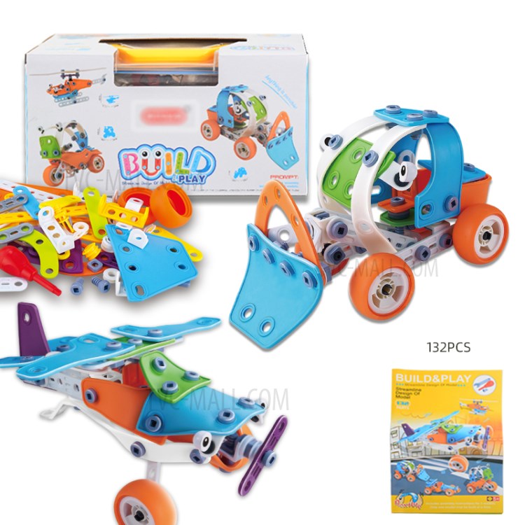 132PCS Children's DIY Engineering Vehicle Building Blocks Kit Children's Educational Toy-4