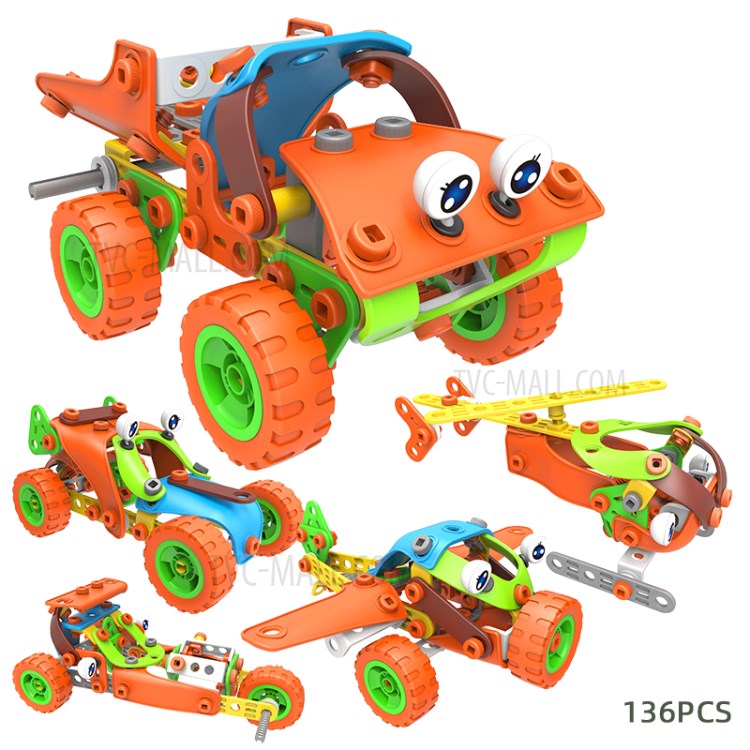 136pcs Autoensamblado De Ingeniería De Construcción De Construcción De Vehículos De Construcción Kit De Bloques Para Niños-1